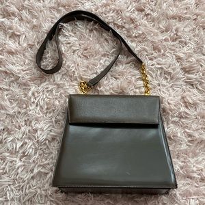 Vintage Salvatore Ferragamo Purse Brown Chain Strap Over Shoulder Square Trend